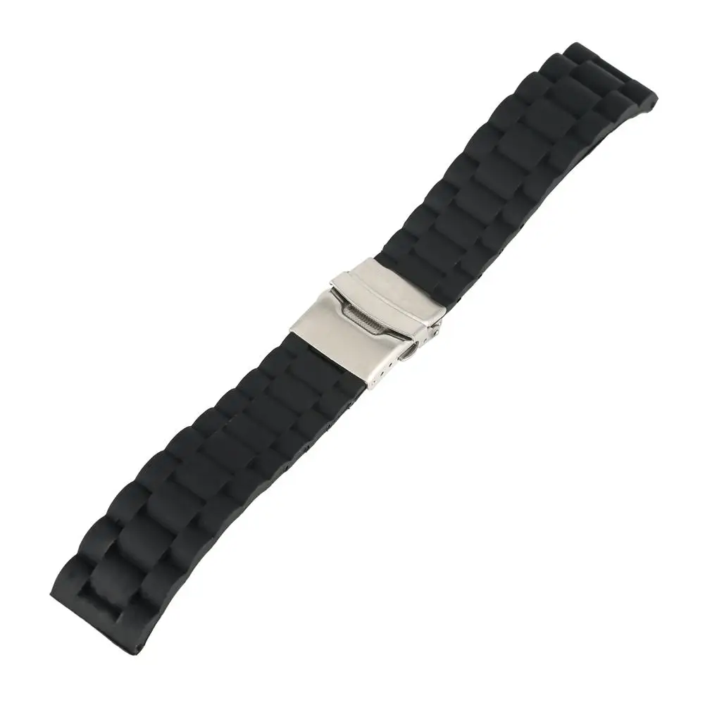 

Silicone Rubber 18/20/22/24mm Watch Strap Band Waterproof Watches Band with Stainless Steel Buckle