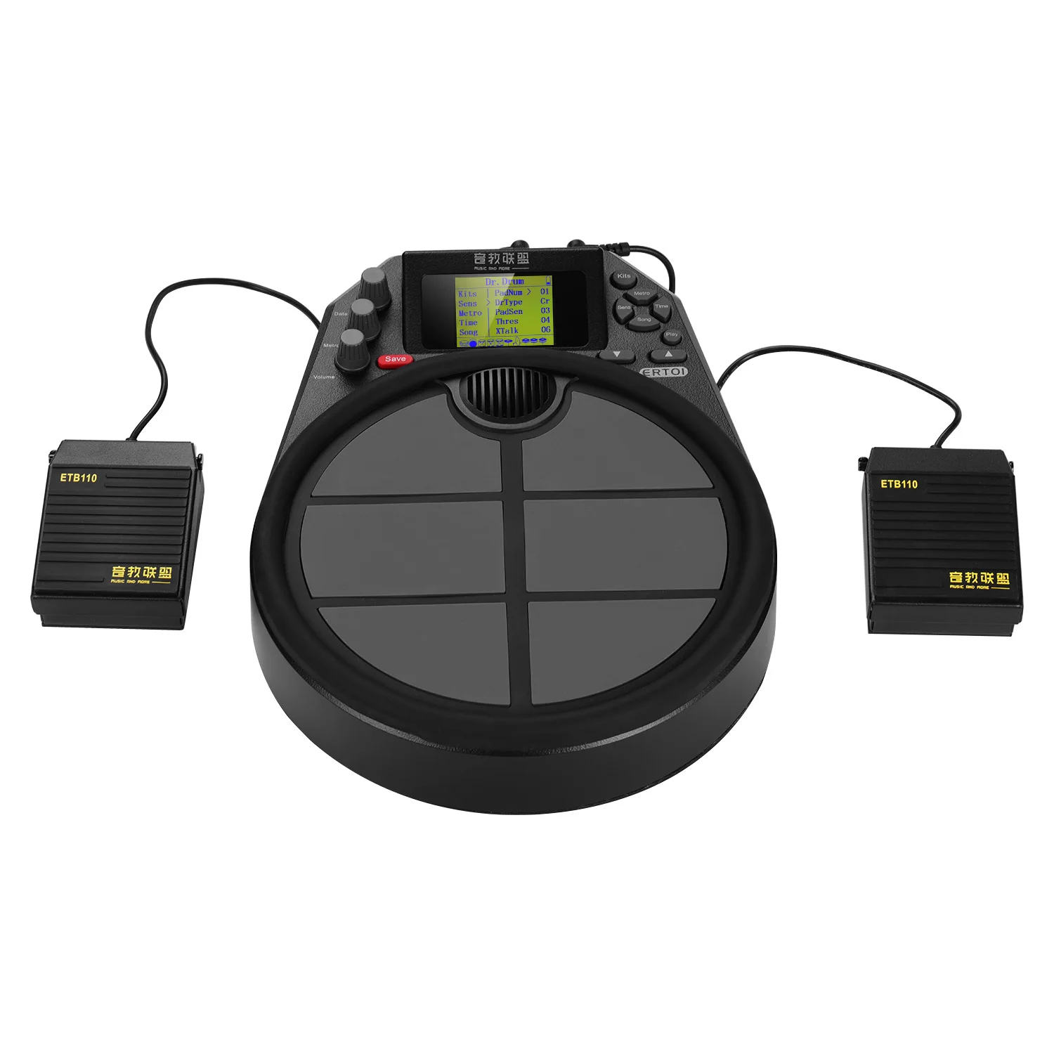 

Portable Electronic Drum Percussion Drum Practice Pad 15 Drum Kit Sounds 59 Demo Metronome Timer Function with 2 Foot Pedals