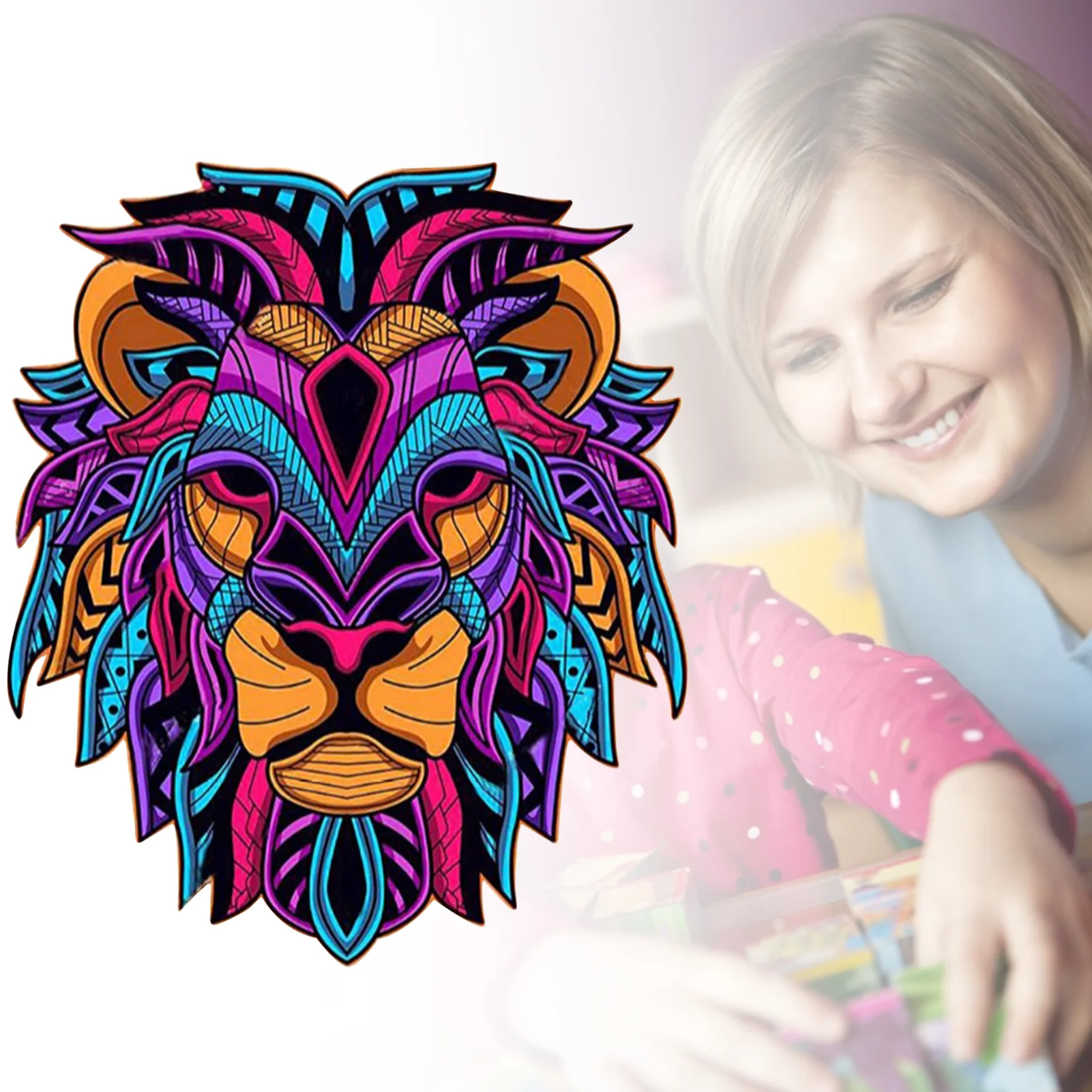 

1 Irregular Wooden Jigsaw Puzzle Set Sturdy Lion Safe Puzzle Toy Party Games Home Decoration For Adult Kid