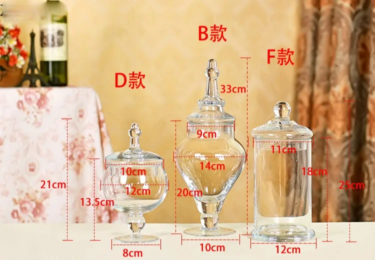 Прозрачная стеклянная банка для конфет в европейском стиле со стеклянной