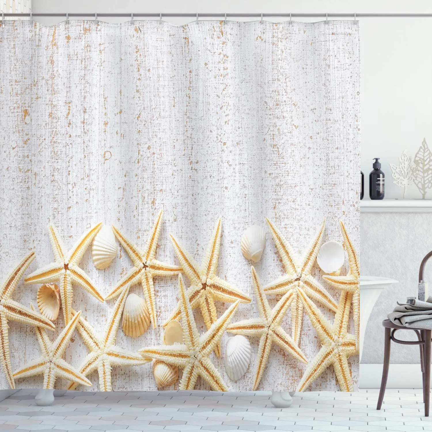 Ракушки занавеска для душа морские ракушки на лесу узор тропический медовый