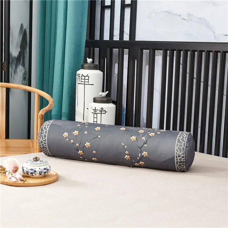 Традиционная вышивка из плотного хлопка и льна цилиндрическая длинная подушка