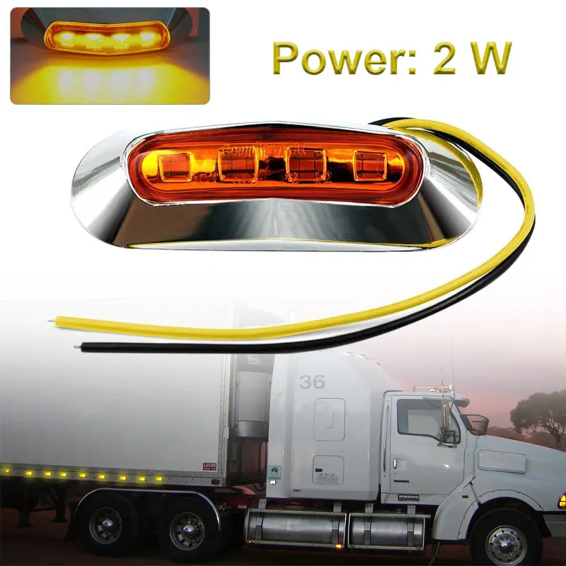 

10 Pcs Amber SMD 4 LED Truck Side Marker Light Clearance Lamp Trailer 12/24v