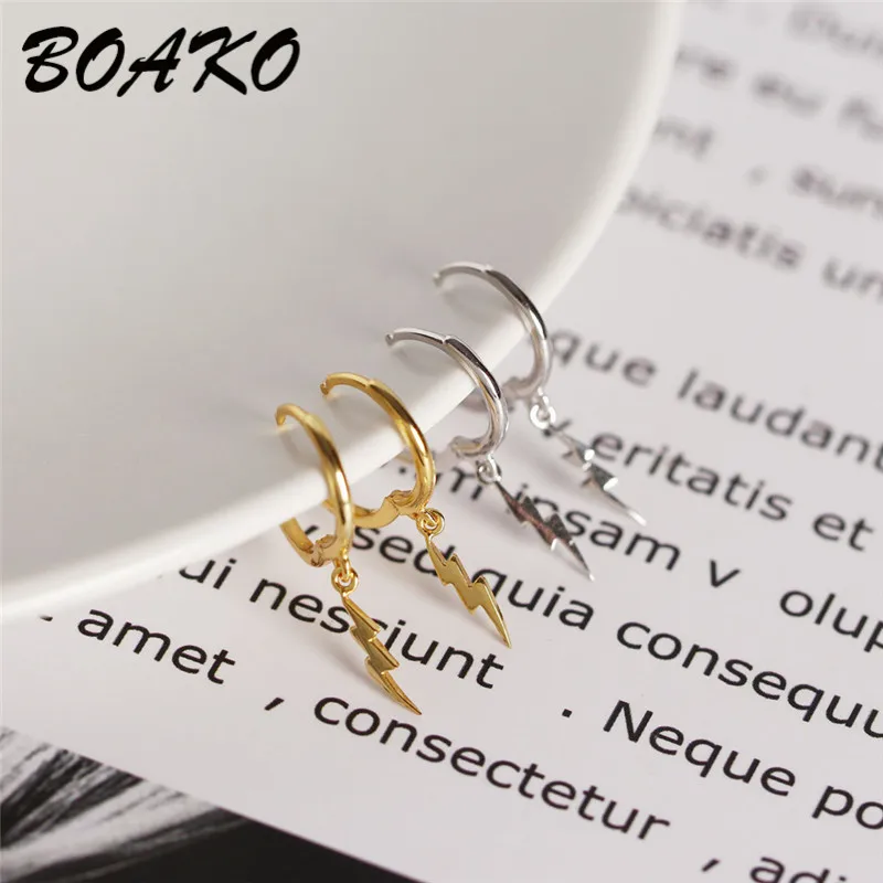 BOAKO модные серьги из стерлингового серебра 925 пробы для женщин подвеска с молнией очаровательные маленькие серьги-гвоздики серьги с пряжкой