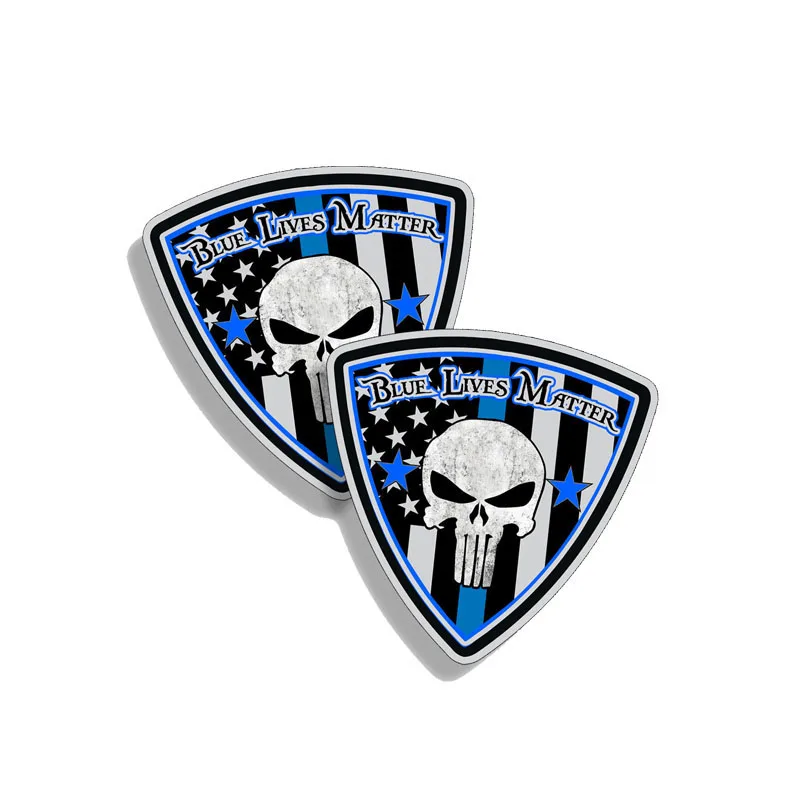 

Hot Cover Scratches 2X Interesting Blue Lives Matter Skull Color Car-Sticker Decal Bumper Window Car KK 13*13cm