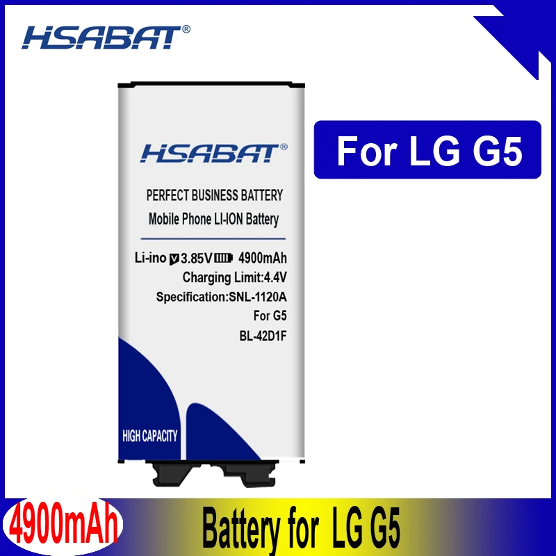 HSABAT Одежда высшего качества 4900 мА/ч, Батарея для LG G5 BL-42D1F H868 H860N H860 F700K H850 H830 H820 VS987 LS992 US992 F700L F700S H831