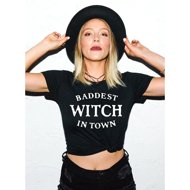 Фото Baddest ведьма в городе футболка Веселая крутая Девушка Crewneck черная - купить