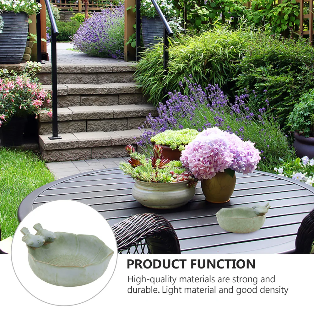 

1Pc Bird Feeder Ceramic Basin Creative Household Bird Feeder Decor (Green)