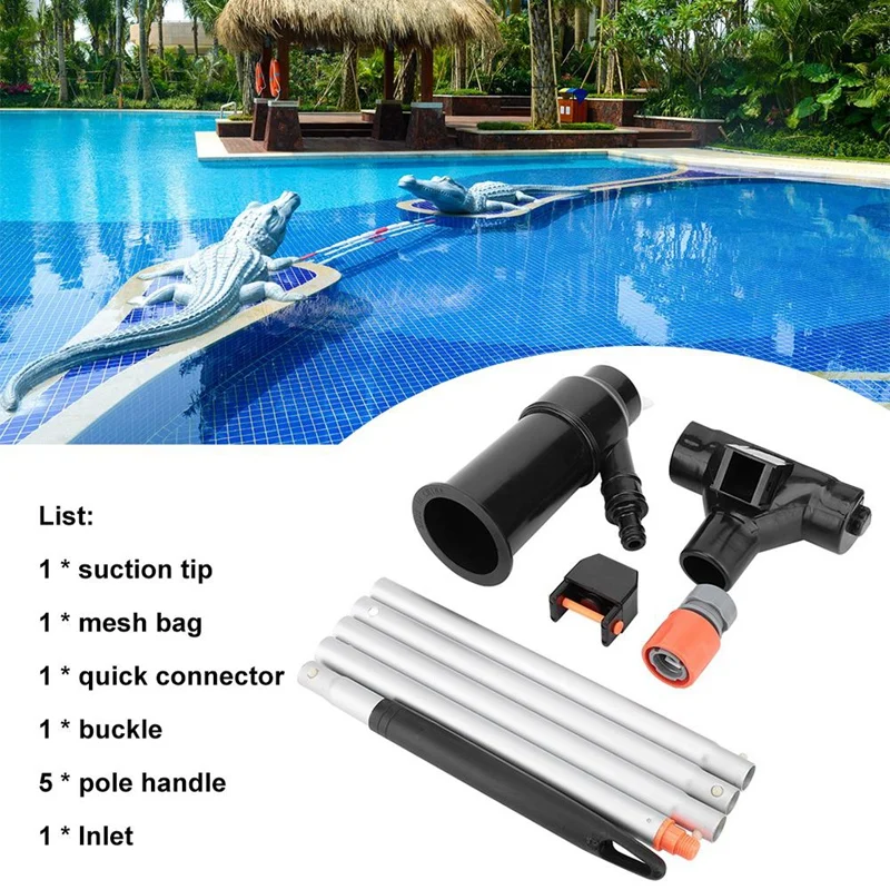 

Outdoor Swimming Pool Vacuum Source Cleaner with 5 Pole Sections Mini Jet Vac Vacuum Pond Fountain Cleaner Brush
