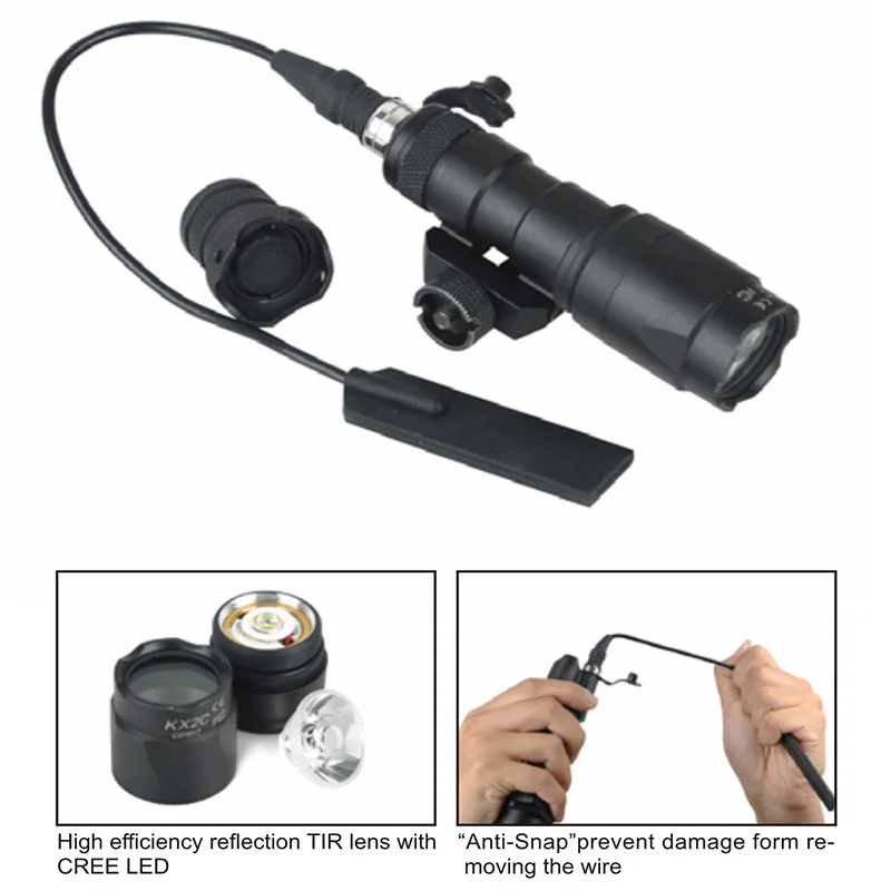 Элемент Airsoft Surefir M300 MINI Военный светильник IR Laser PEQ 15 Винтовка Арма Двухконтурный переключатель Пистолет Тактический светильник на оружие.