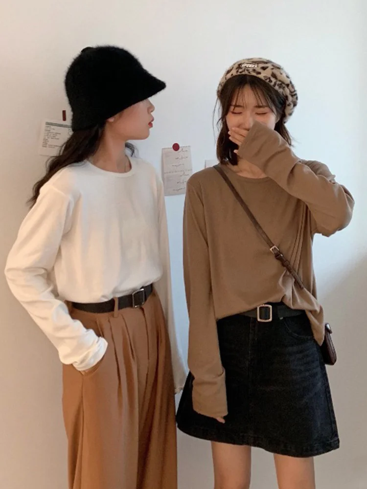 2021 футболка с длинным рукавом Новинка для ранней осени женский топ белым дном