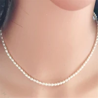 2 3mm natural cultured white baroque pearl necklace 18 inches flawless wedding aurora chic cultured real