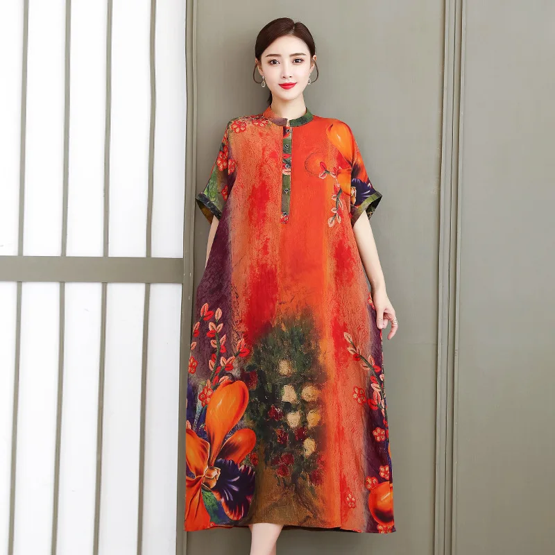 Vestido de verano de talla grande con estampado Floral, informal, holgado, para fiesta en la playa, talla grande 5XL, 2021