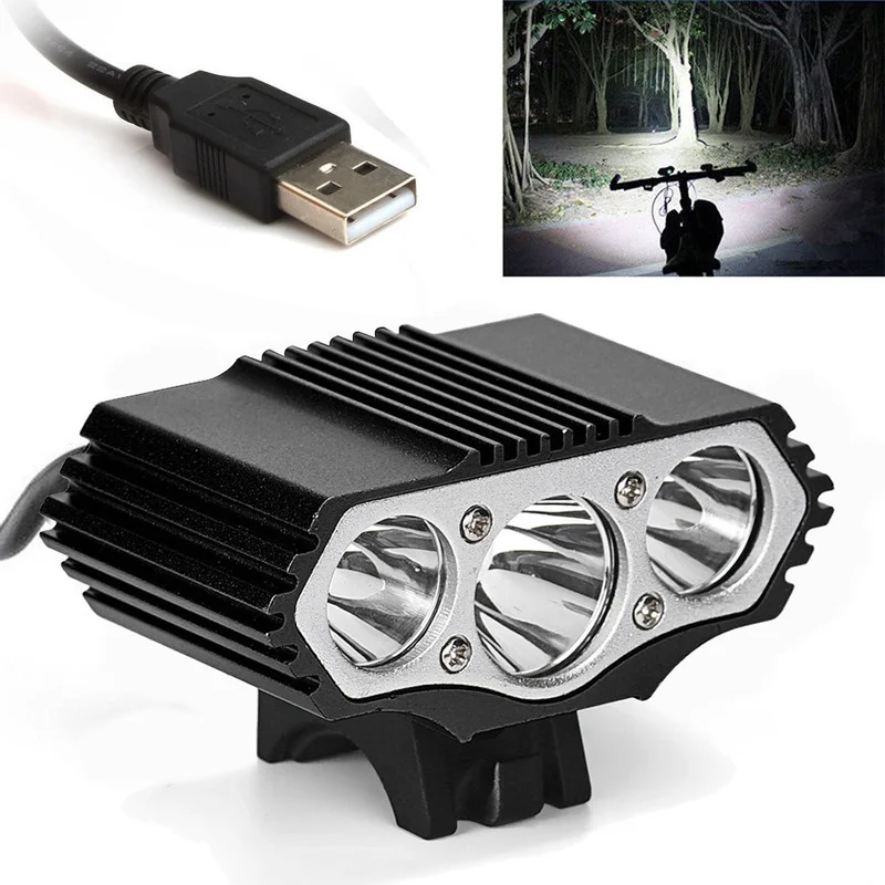 

12000 Lm 3 X XML T6 LED 3 Modes Bicycle Lamp Headlight USB Headlamp Only Lamp No Battery