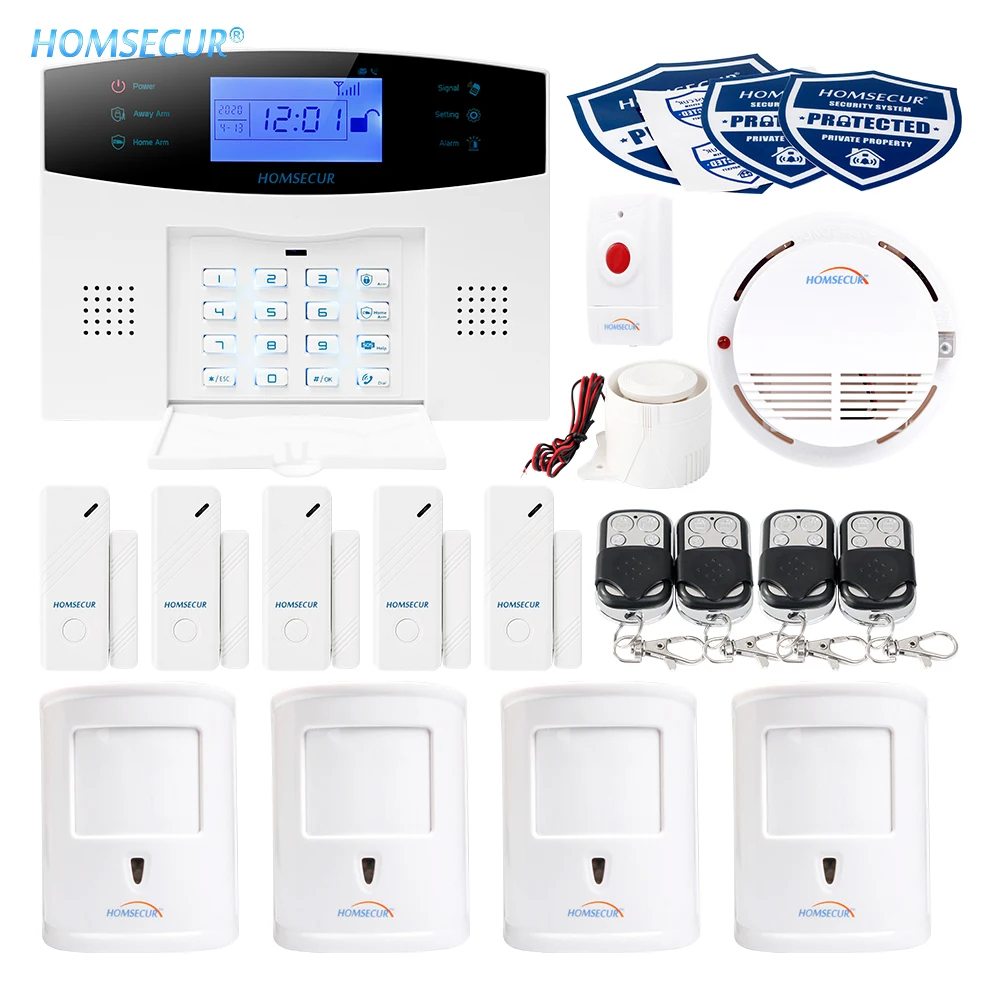 HOMSECUR беспроводный &amp Проводная 2G SMS Автодозвон противоугонная система для