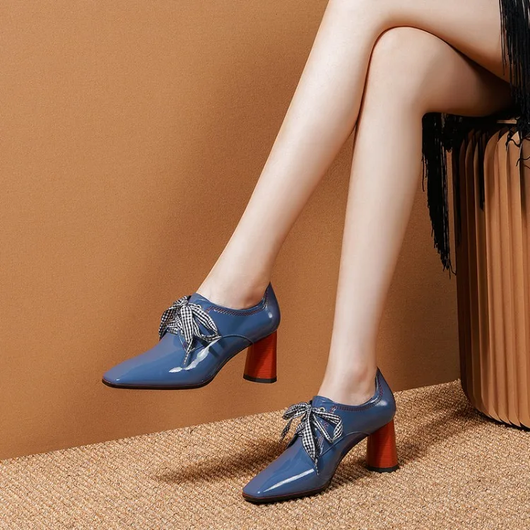 Женские туфли-лодочки из коровьей кожи MLJUESE синие вечерние туфли на высоком