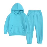 autumn winter warm children clothes girl sets 1 12 years solid color tracksuit for children cotton long sleeve hooded topspants