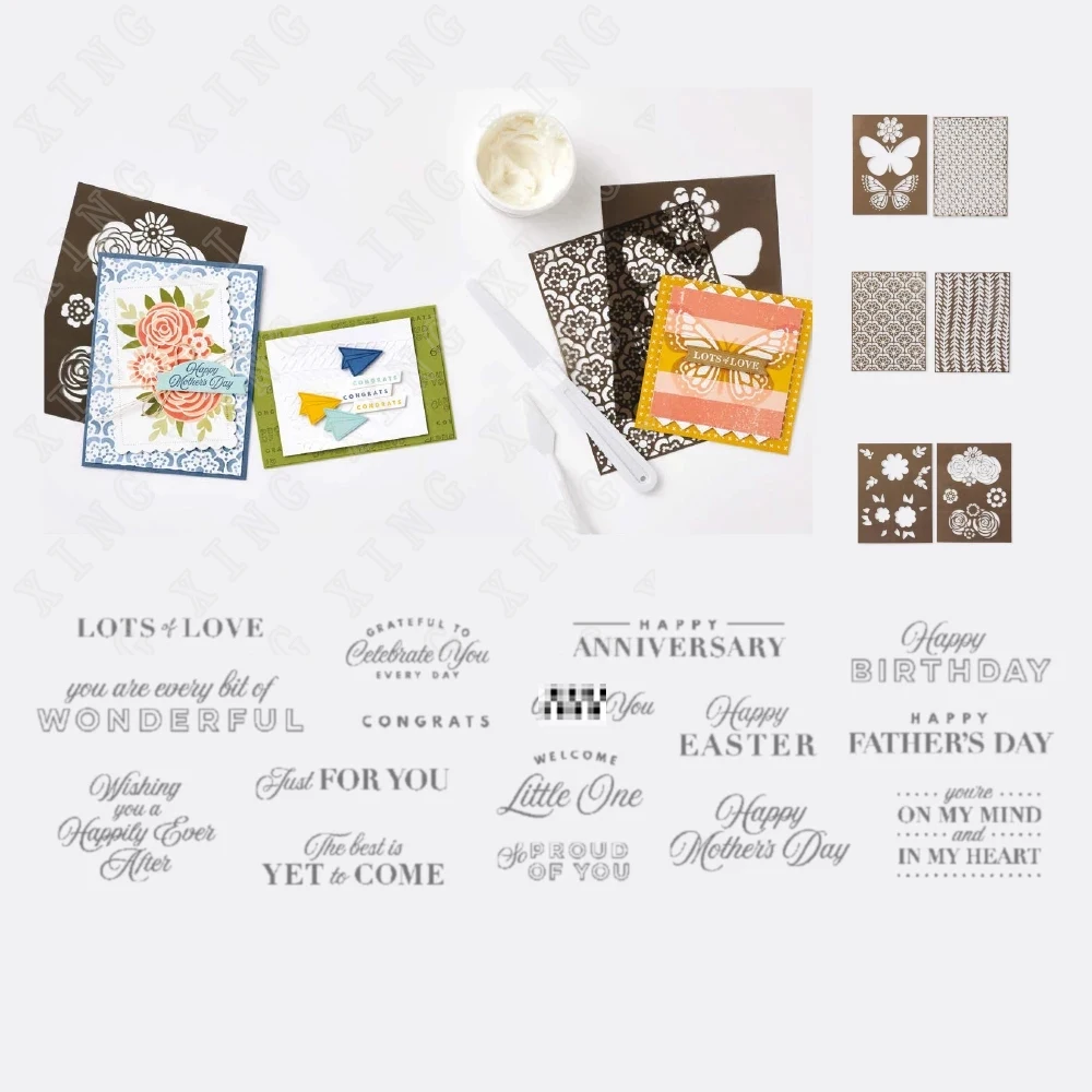 

2022 Spring Newest Celebration Word Stamps Reusable Diy Scrapbook Diary Secoration Greeting Card Decoration Embossing Template