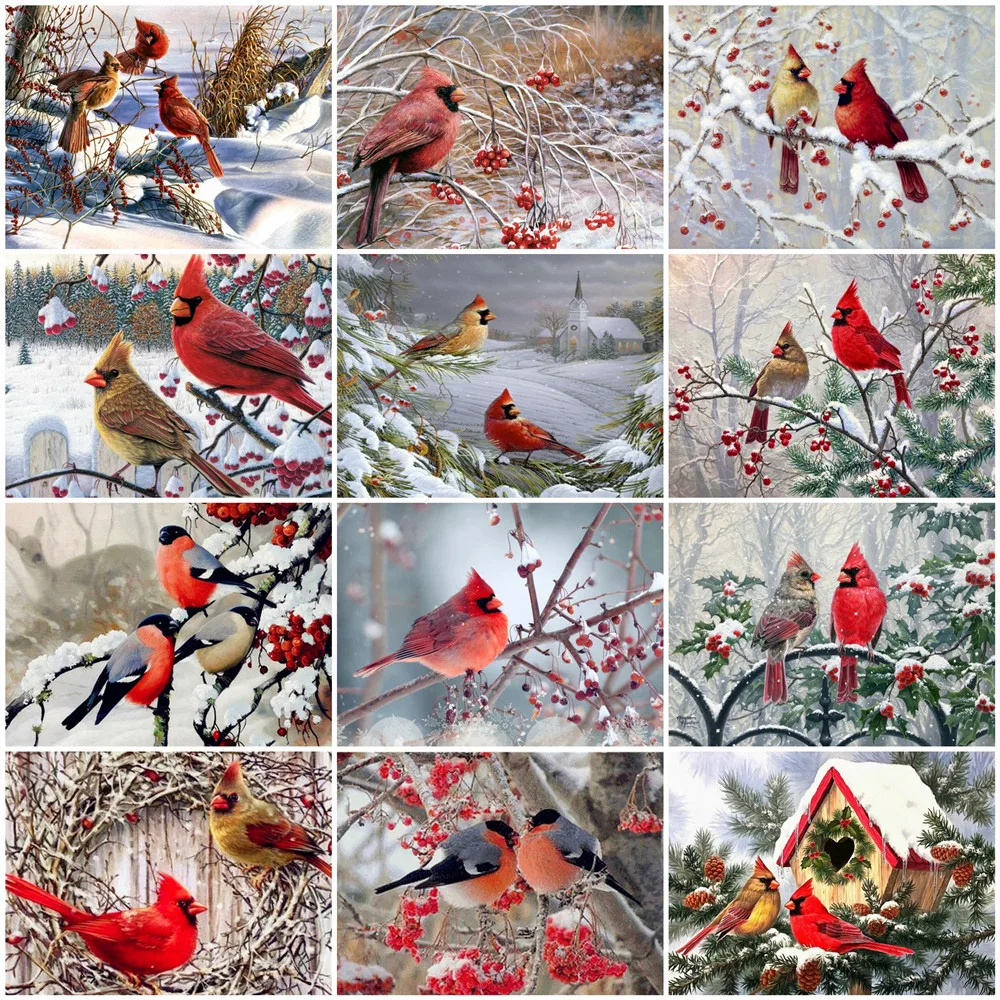 

EverShine DIY алмазная живопись зимняя птица Новые поступления полная Бриллиантовая картина Стразы Декор