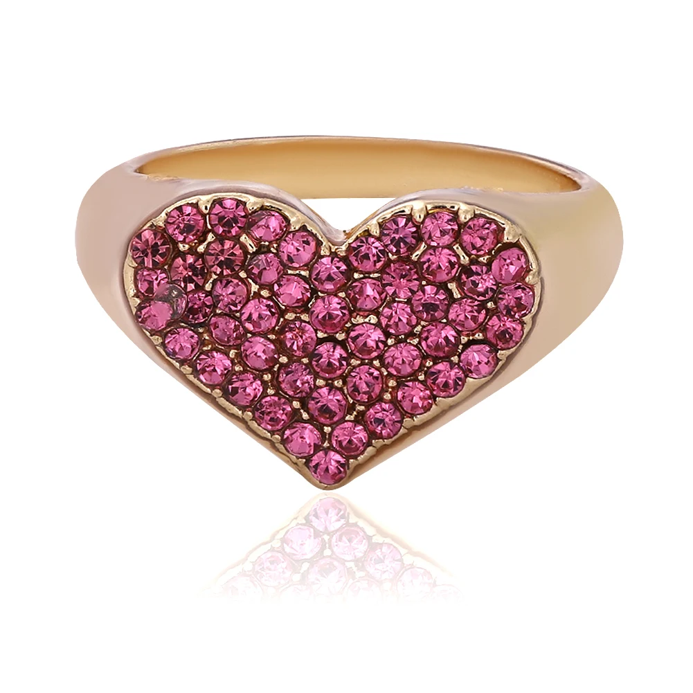 Heart Rose Red Лучшие женские модные свадебные кольца с кристаллами в стиле бохо для женщин, фирменный дизайн, Круглый сердечко, подарок для девочек, богемное стекло, кольца для обещаний, Лидер продаж - Цвет основного камня: Heart Rose Red