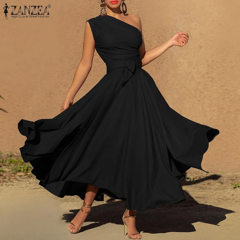 Платье ZANZEA женское вечернее без рукавов элегантный длинный сарафан с открытыми