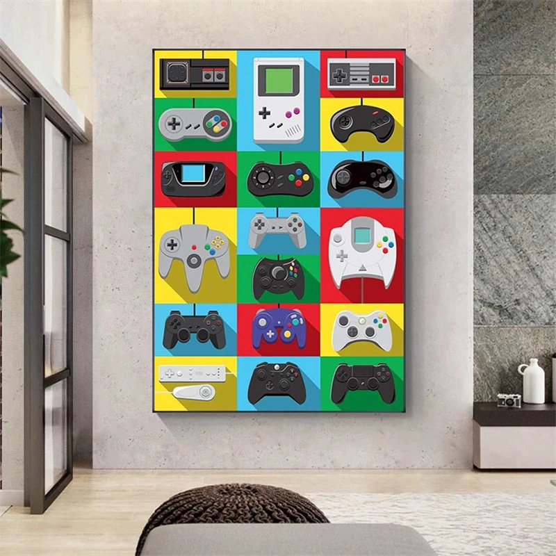 

Poster Prints Hot Videogame Controllers Kids Gift Anime Comic Wall Art Picture Prints Canvas Oil Painting Home Room Decor