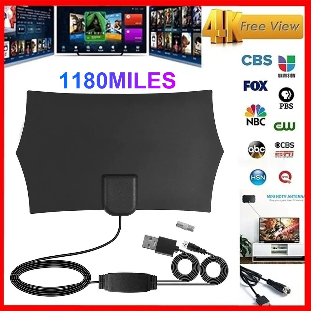 Новинка 2019 цифровая HDTV антенна 4K внутренняя усиленная диапазон 1180 миль с HD1080P