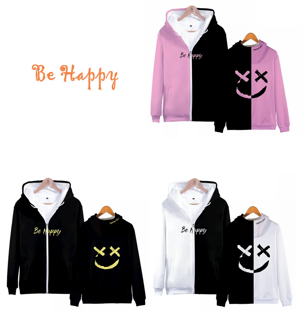 

Fashion Design 2020 Hip hop lil peep Be Happy 3D zipper Hoodie men High Quality Boys Rock Sweatshirt women Jackets