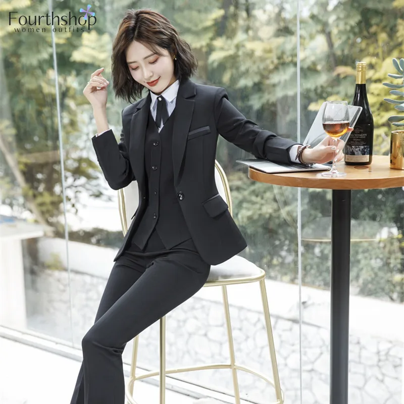 Женский офисный костюм из 2 предметов профессиональный деловой брюк и блейзера
