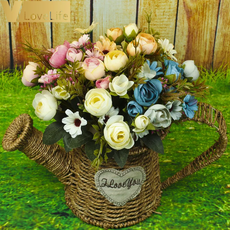 28 см шелковые розы невесты Букет Искусственный цветок для дома Свадебные