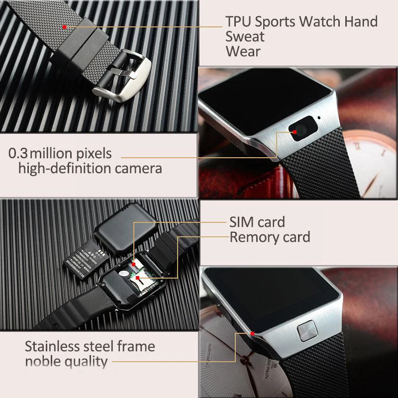 Bluetooth Смарт-часы DZ09 носимые наручные часы-телефон Relogio 2G SIM TF карта для смартфонов Android Smartwatch с камерой