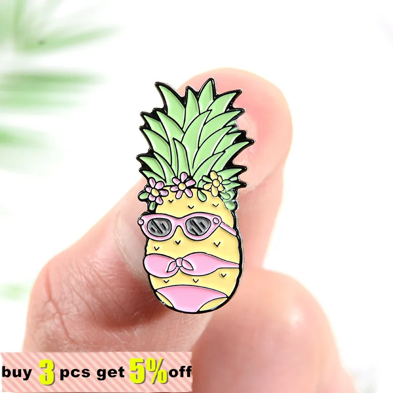 Эмалированная булавка Miss с ананасом индивидуальные броши в виде фруктов бикини