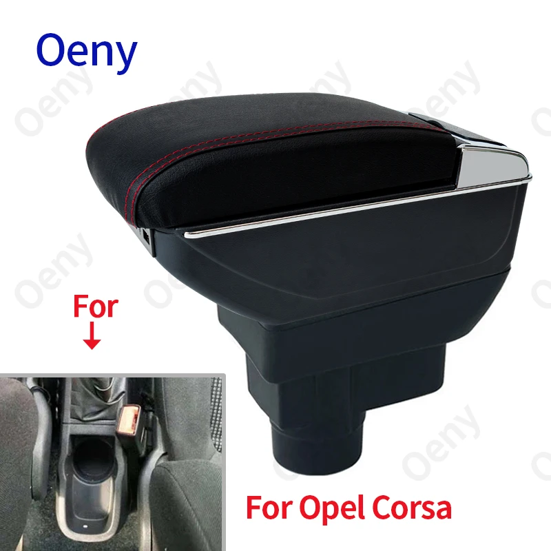

For Opel Corsa Armrest For Opel Corsa D Car armrest box interior storage box Retrofit parts With USB LED lights For Opel Corsa