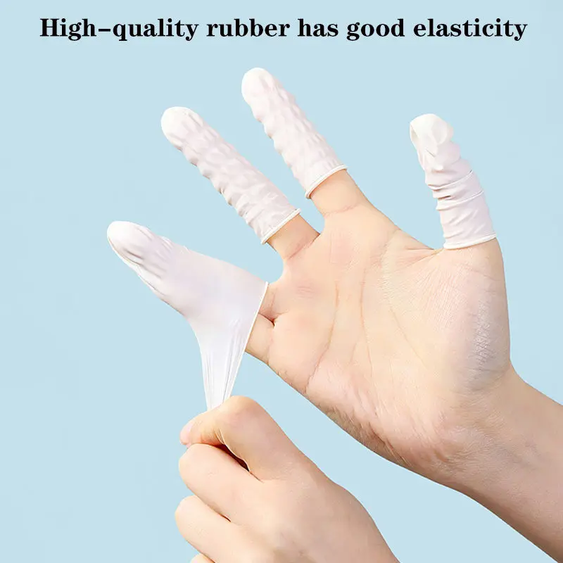 

100Pcs Disposable Fingertips Protector Gloves Natural Rubber Non-slip Anti-static Latex Finger Cots Fingertips Durable Tool U3