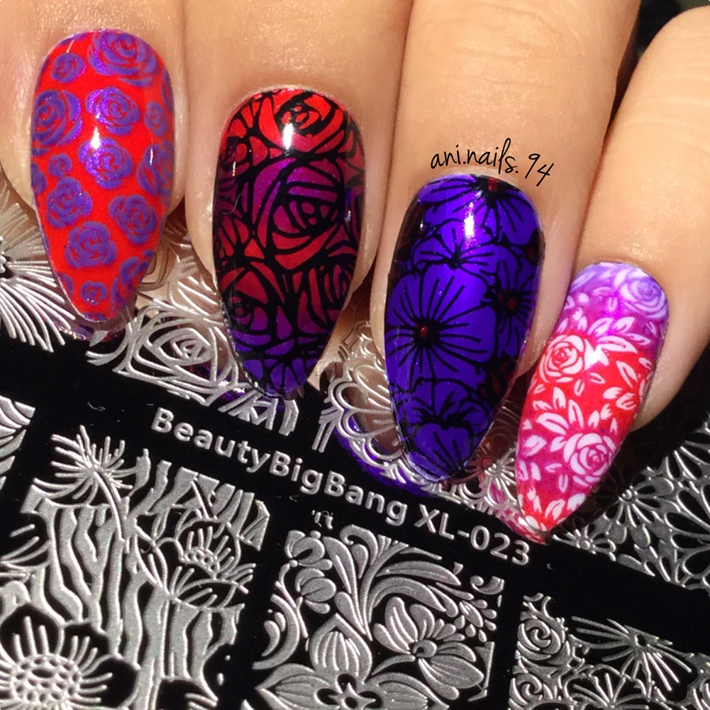 Прямоугольная форма для ногтей из нержавеющей стали с цветочным