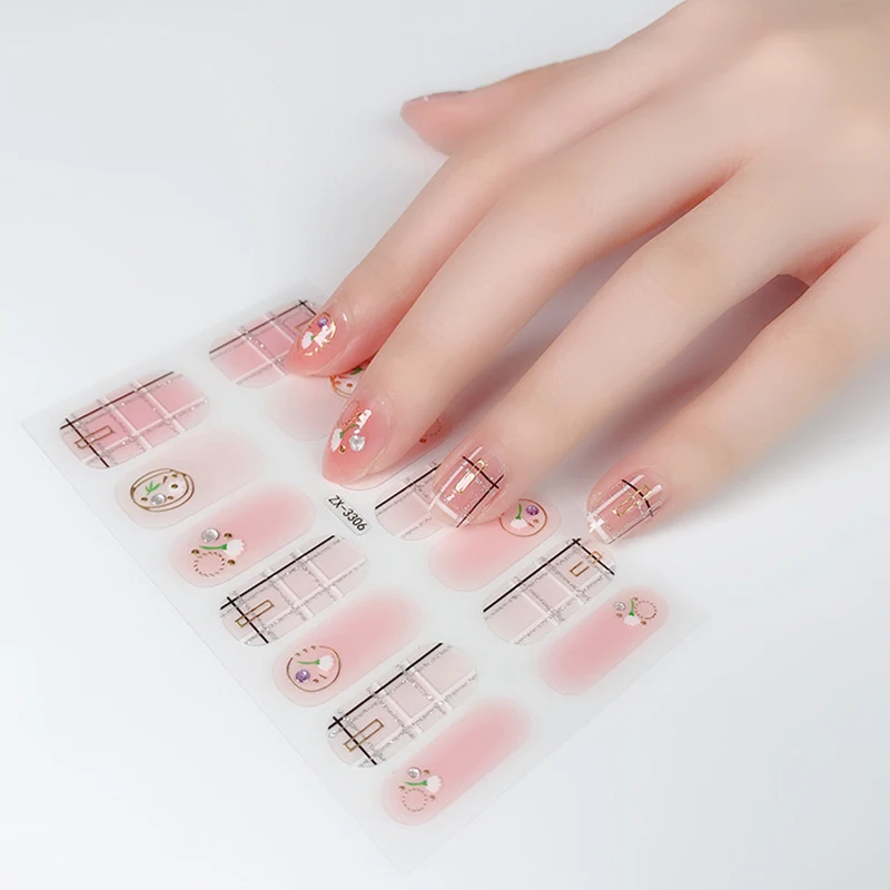 

3D 14 шт. Красота лак для ногтей искусство украшения полная украшение для пальцев Дизайн ногтей Наклейка из фольги, легкие в носке, переводных ...