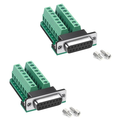 

50Pcs Right Angle Male Female DB15 D-sub Connector To Terminal PCB Adapter Module, RS232 Serial Ports To Terminal, G2,M2