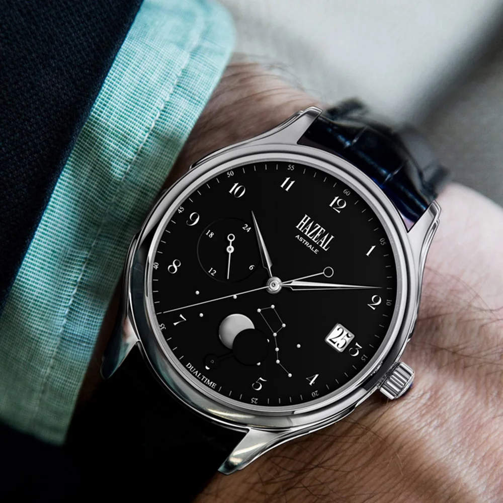 Часы наручные мужские водонепроницаемые роскошные деловые с кожаным ремешком