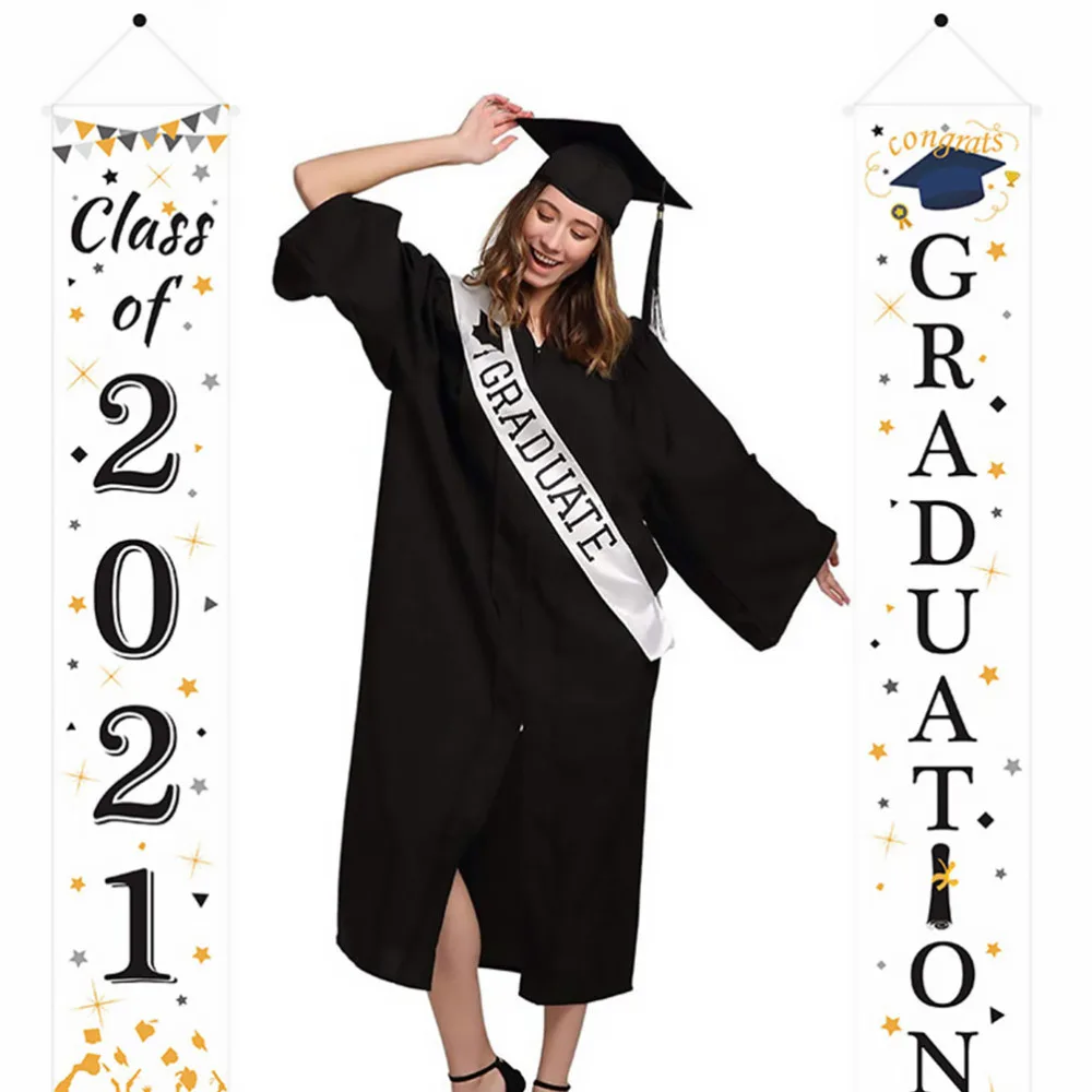 

1 Pair Graduation Party Couplets Class Door Banners School Graduation Porch Sign