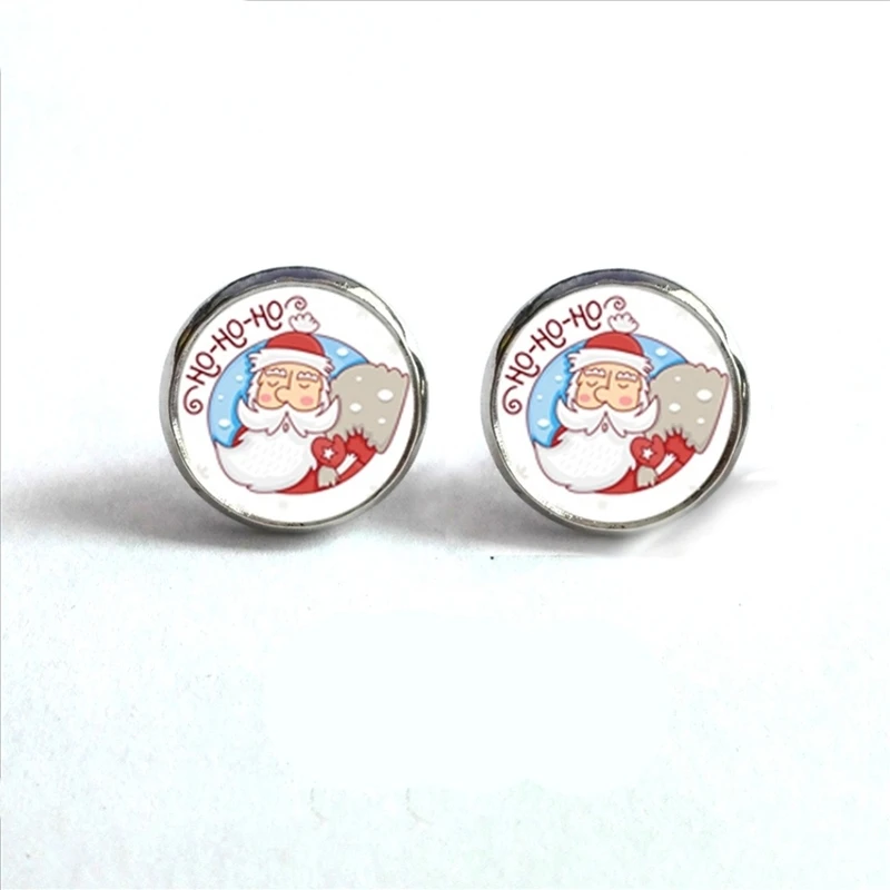 

2021 New Arrival Cute Santa Claus Stud Earrings Handmade Glass Dome Santa Claus Earrings for Christmas Gift Wholesale earring