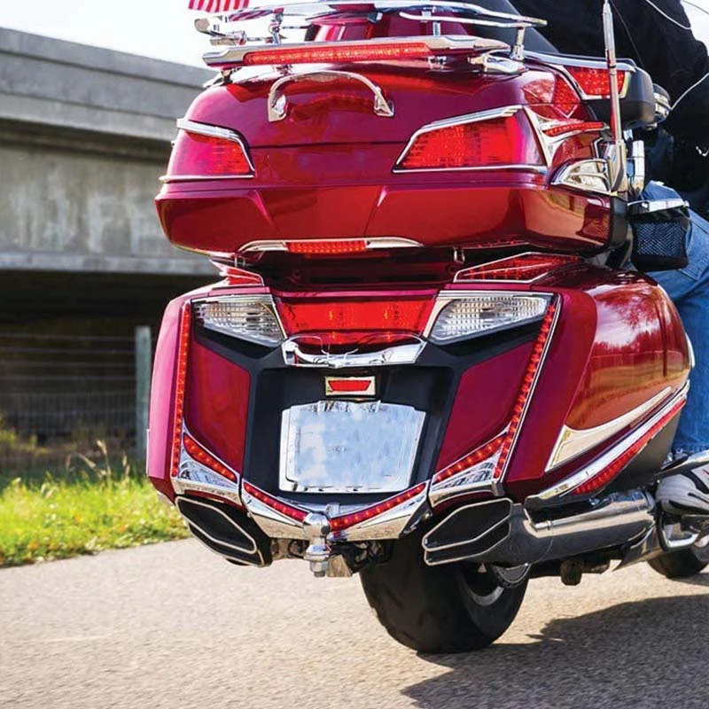 

Motorcycles Vertical Rear LED Running/Brake Light Strips with Red Lenses for 2012-17 Honda Gold Wing GL1800 & F6B