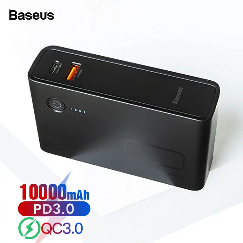 Baseus 10000 мАч USB зарядное устройство, внешний аккумулятор USB C PD, быстрая зарядка 3,0, внешний аккумулятор для iPhone 11, портативное Внешнее зарядное устройство