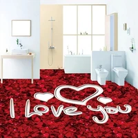 custom 3d mural romantic red rose flower petal floor sticker vinyl self adhesive photo wallpaper for proposal wedding room decor