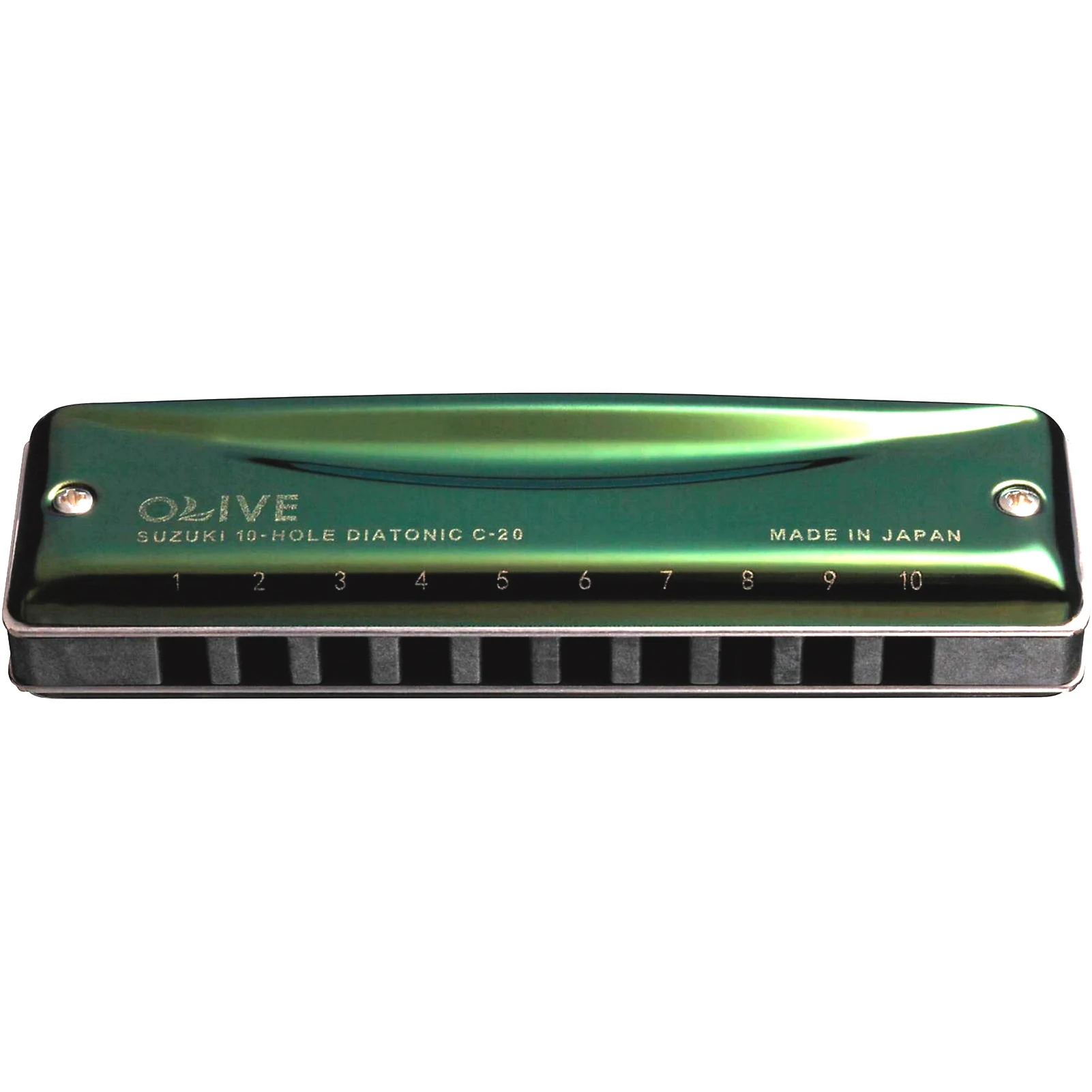 

SUZUKI1 C-20 10 Holes 20-Tone Diatonic Harmonica Key of C Blues Mouth Organ with Olive-Green Box Standard Professional Harmonica