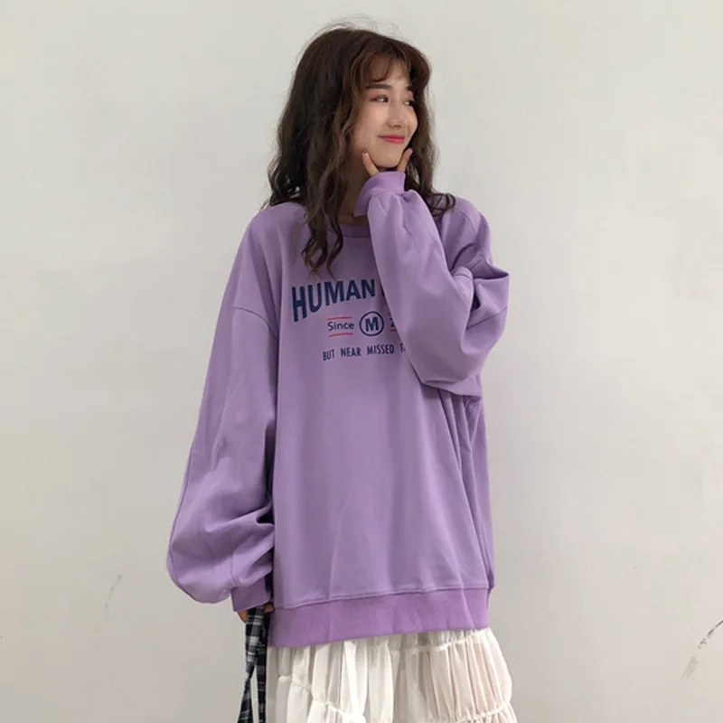 

Oversize Sweatshirt Women Long Sleeve Letter Print Pullover Sweatshirts INS Style Loose Plus Velvet Thickening Female Sweatshirt