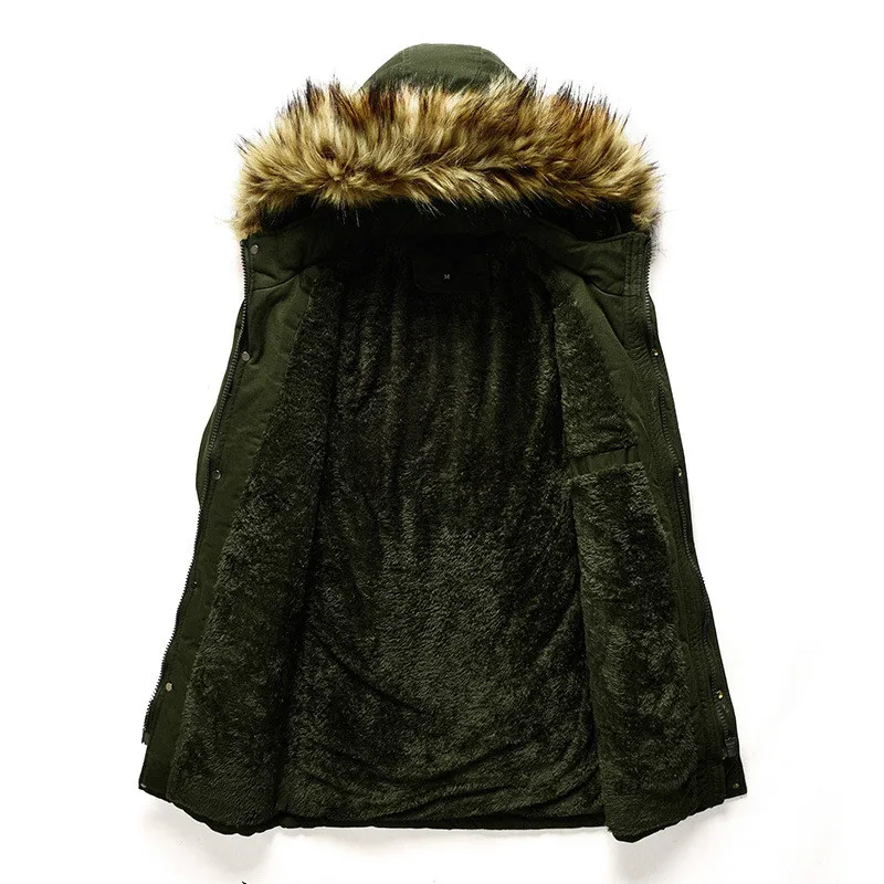 Мужское длинное пушистое пальто черная хлопковая куртка на шнуровке толстая