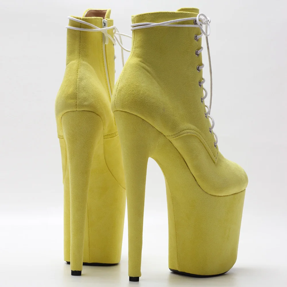 JIALUOWEI Nude Faux Leather Platform High Heel 7 Inch Heel Pole Boots