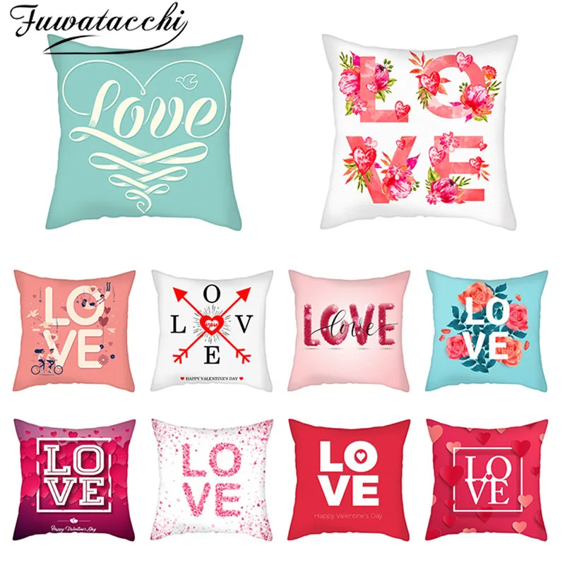 Fuwatacchi розовые наволочки с надписью Love красочный узор для спальни дивана
