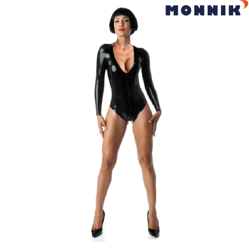 MONNIK латексный сексуальный костюм кошки женский V образный вырез открытый бюст