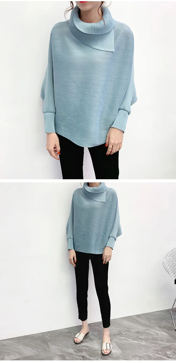 LANMREM New Scarf Collar Batwing Sleeves Pullover Twice Pleated Thickness Loose Autumn And Winter Sweatshirt WJ74304